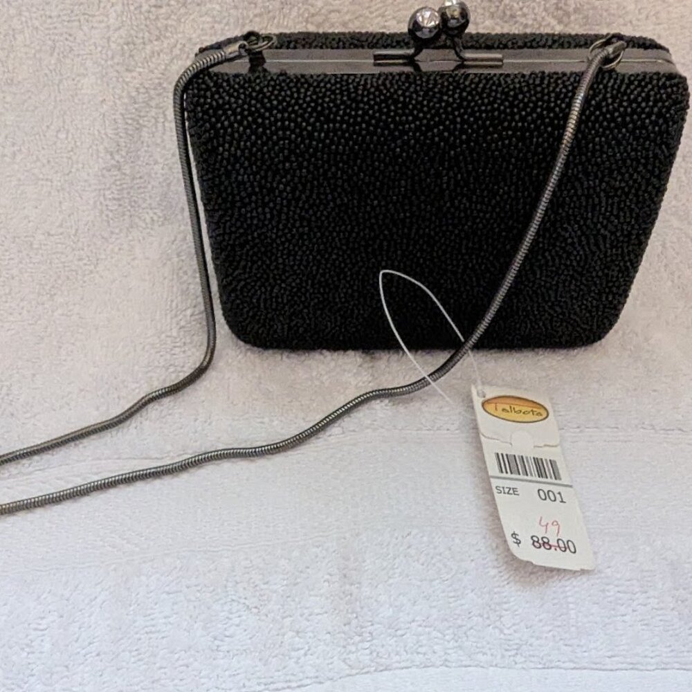 Talbots Black Beaded Dressy Holiday Wedding Christmas Purse, New With Tags $88